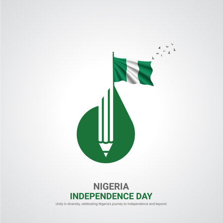 nigeria independence day. nigeria independence day creative ads design. social media post, vector, 3D illustration.のイラスト素材