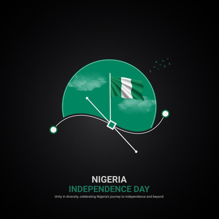nigeria independence day. nigeria independence day creative ads design. social media post, vector, 3D illustration.のイラスト素材