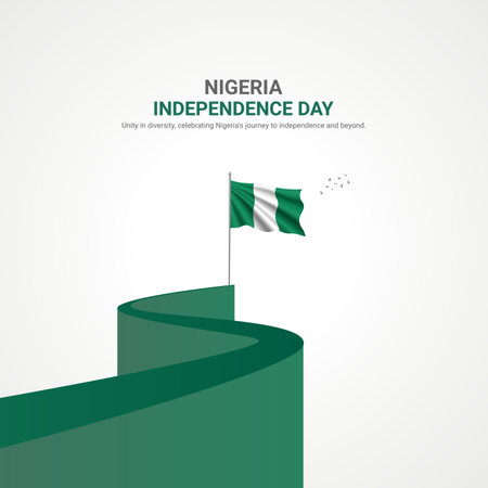 nigeria independence day. nigeria independence day creative ads design. social media post, vector, 3D illustration.のイラスト素材