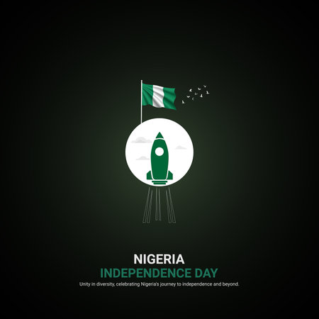 nigeria independence day. nigeria independence day creative ads design. social media post, vector, 3D illustration.のイラスト素材