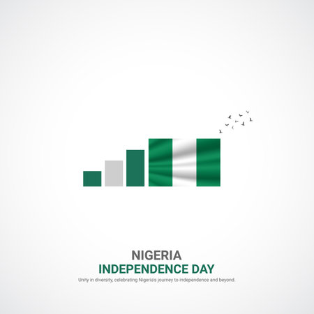 nigeria independence day. nigeria independence day creative ads design. social media post, vector, 3D illustration.のイラスト素材