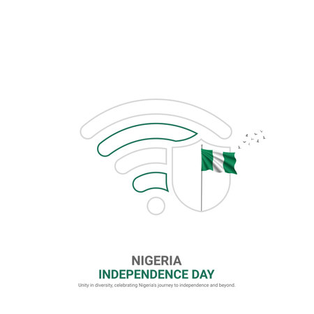nigeria independence day. nigeria independence day creative ads design. social media post, vector, 3D illustration.のイラスト素材