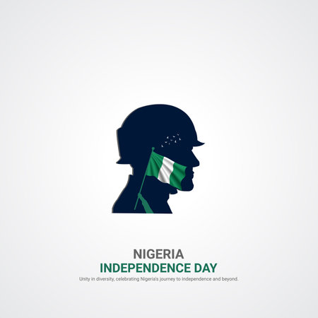 nigeria independence day. nigeria independence day creative ads design. social media post, vector, 3D illustration.のイラスト素材