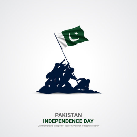 pakistan independence day. pakistan independence day creative ads design. post, vector, 3D illustration.のイラスト素材