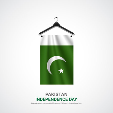 pakistan independence day. pakistan independence day creative ads design. post, vector, 3D illustration.のイラスト素材