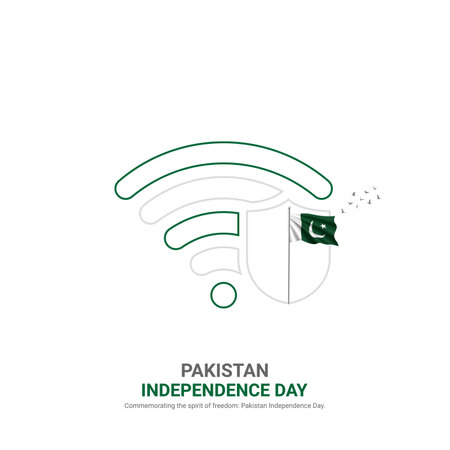 pakistan independence day. pakistan independence day creative ads design. post, vector, 3D illustration.のイラスト素材