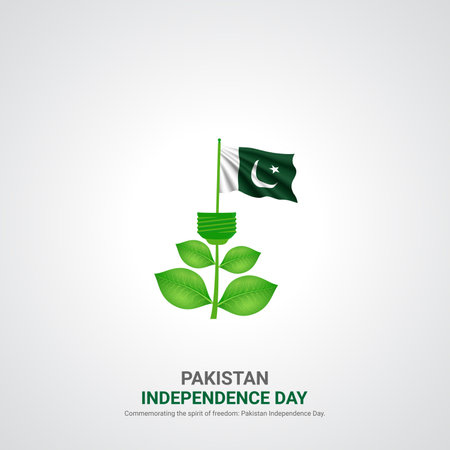 pakistan independence day. pakistan independence day creative ads design. post, vector, 3D illustration.のイラスト素材