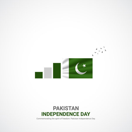 pakistan independence day. pakistan independence day creative ads design. post, vector, 3D illustration.のイラスト素材