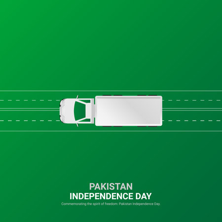 pakistan independence day. pakistan independence day creative ads design. post, vector, 3D illustration.のイラスト素材
