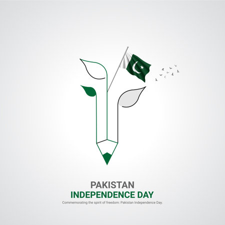 pakistan independence day. pakistan independence day creative ads design. post, vector, 3D illustration.のイラスト素材