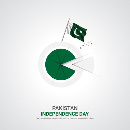 pakistan independence day. pakistan independence day creative ads design. post, vector, 3D illustration.のイラスト素材