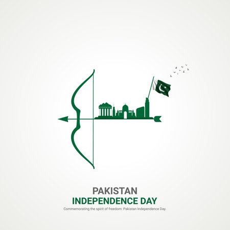 pakistan independence day. pakistan independence day creative ads design. post, vector, 3D illustration.のイラスト素材
