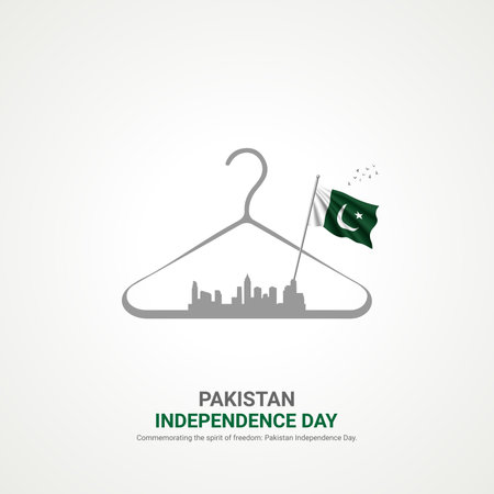 pakistan independence day. pakistan independence day creative ads design. post, vector, 3D illustration.のイラスト素材