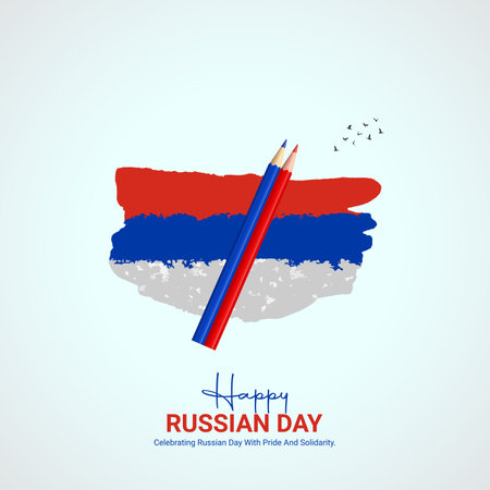russian independence day. russian independence day creative ads design, 12 june. social media poster, vector, 3D illustration.のイラスト素材