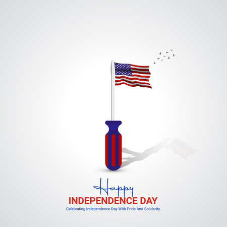 united states independence day. united states independence day creative ads design. social media poster, vector, 3D illustration.のイラスト素材