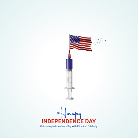 united states independence day. united states independence day creative ads design. social media poster, vector, 3D illustration.のイラスト素材