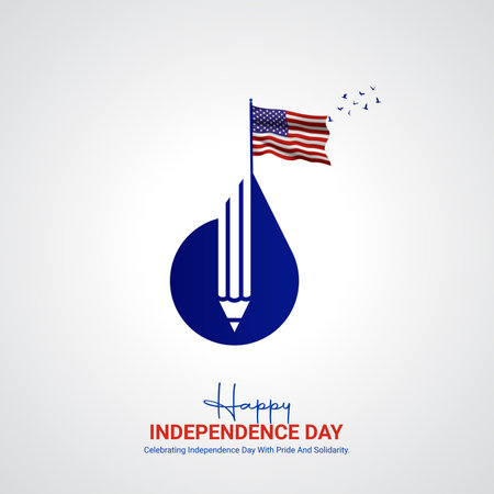 united states independence day. united states independence day creative ads design. social media poster, vector, 3D illustration.のイラスト素材