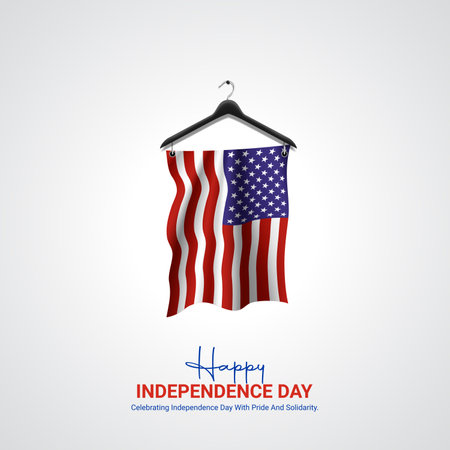 united states independence day. united states independence day creative ads design. social media poster, vector, 3D illustration.のイラスト素材