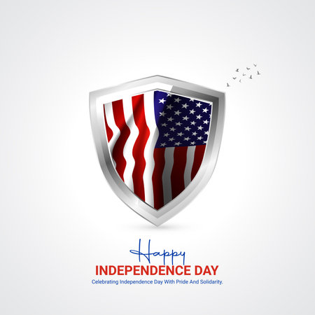 united states independence day. united states independence day creative ads design. social media poster, vector, 3D illustration.のイラスト素材