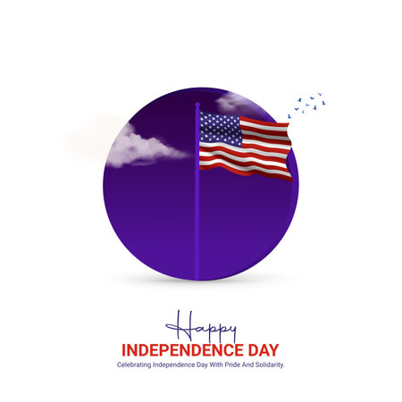 united states independence day. united states independence day creative ads design. social media poster, vector, 3D illustration.のイラスト素材