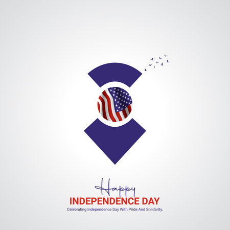 united states independence day. united states independence day creative ads design. social media poster, vector, 3D illustration.のイラスト素材