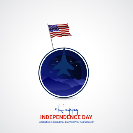 united states independence day. united states independence day creative ads design. social media poster, vector, 3D illustration.のイラスト素材