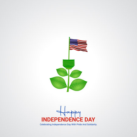 united states independence day. united states independence day creative ads design. social media poster, vector, 3D illustration.のイラスト素材