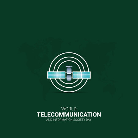 World Telecommunication day. World Telecommunication day creative ads design. social media post, vector, 3D illustration.のイラスト素材