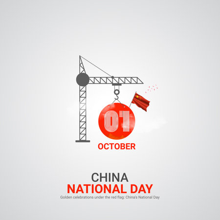 china national day. china national day creative ads design 1 Oct . vector, 3D illustration.のイラスト素材