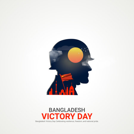 bangladesh victory day. bangladesh victory day creative ads design december 16. vector, 3D illustration.のイラスト素材