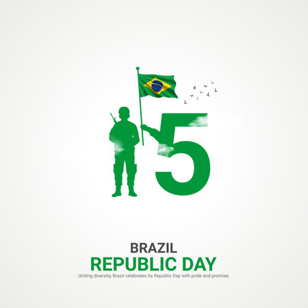 brazil republic day. brazil republic day creative ads design November 15. vector, 3D illustration.のイラスト素材