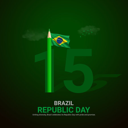 brazil republic day. brazil republic day creative ads design November 15. vector, 3D illustration.のイラスト素材