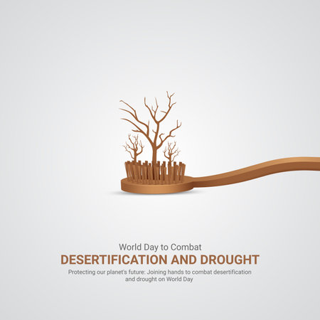 World Day to Combat Desertification and Drought creative ads design. World Day to Combat Desertification and Drought Day June 17th vectorÂ 3dÂ illustrationのイラスト素材