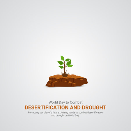 World Day to Combat Desertification and Drought creative ads design. World Day to Combat Desertification and Drought Day June 17th vectorÂ 3dÂ illustrationのイラスト素材