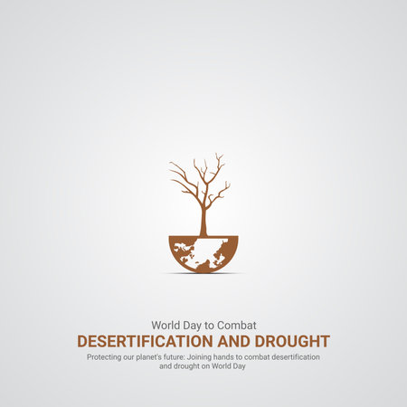 World Day to Combat Desertification and Drought creative ads design. World Day to Combat Desertification and Drought Day June 17th vectorÂ 3dÂ illustrationのイラスト素材