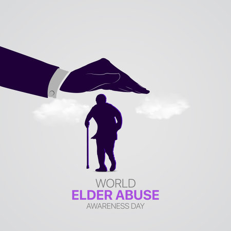 elder abuse awareness creative ads. world elder abuse awareness day design, Jun 15. vector, 3D illustration.のイラスト素材