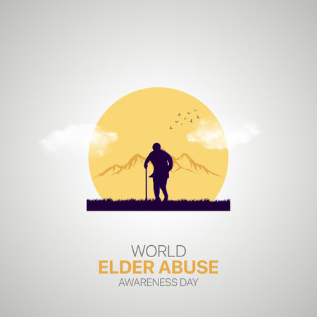 elder abuse awareness creative ads. world elder abuse awareness day design, Jun 15. vector, 3D illustration.のイラスト素材
