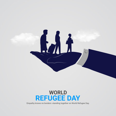 international refugee day creative ads. international refugee day design. june 20. vector, art, illustration, 3dのイラスト素材