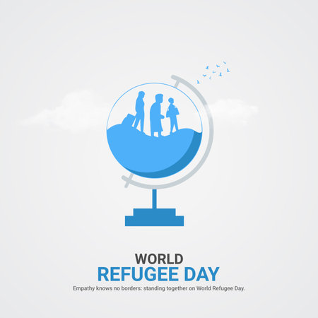 international refugee day creative ads. international refugee day design. june 20. vector, art, illustration, 3dのイラスト素材