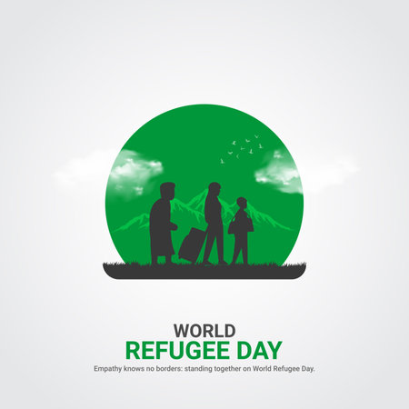 international refugee day creative ads. international refugee day design. june 20. vector, art, illustration, 3dのイラスト素材