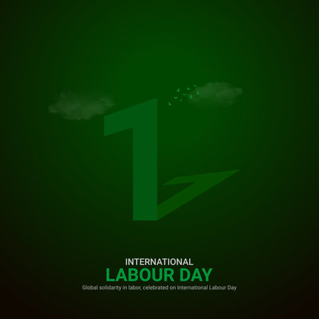 Labor Day creative ads. international Labor Day design May 1. social media poster, vector, 3D illustration.のイラスト素材
