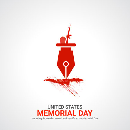 memorial day creative ads. usa memorial day design May 27. vector, 3D illustration.のイラスト素材