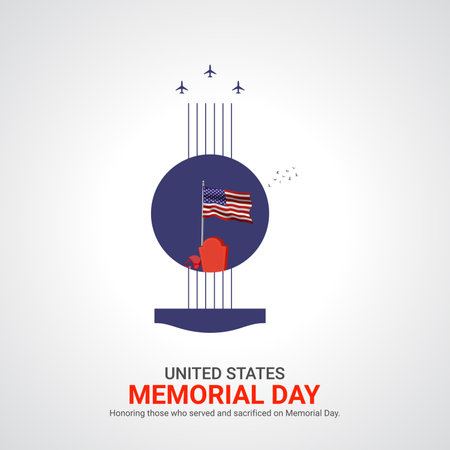 memorial day creative ads. usa memorial day design May 27. vector, 3D illustration.のイラスト素材