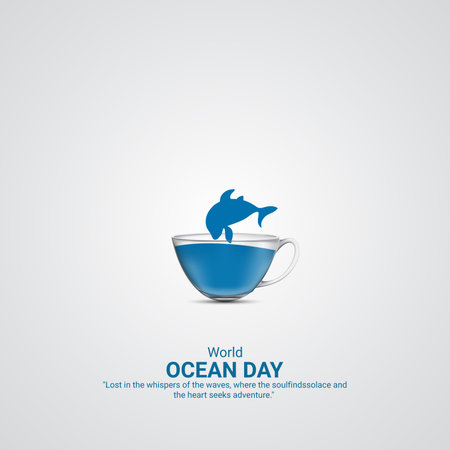 world Oceans creative ads world Oceans day june 8th poster banner vector illustration 3dのイラスト素材
