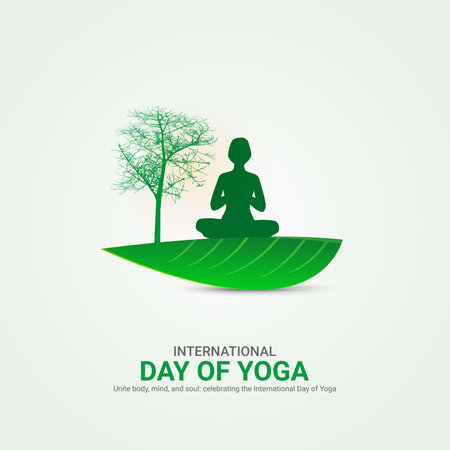 international yoga day, international yoga day creative ads design Jun 2, vector, art, illustration, 3d,のイラスト素材