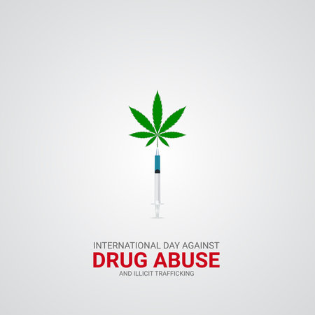 International Day Against Drug Abuse and Illicit Trafficking creative ads. June 26th vector 3d illustration.のイラスト素材