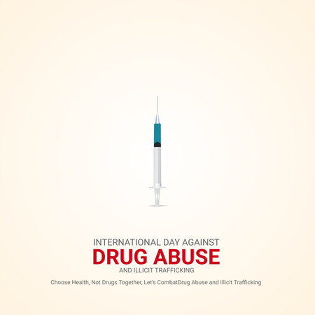 International Day Against Drug Abuse and Illicit Trafficking creative ads. June 26th vector 3d illustration.のイラスト素材