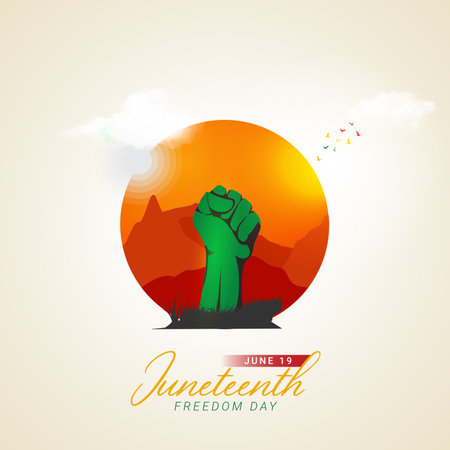 Juneteenth freedom day creative ads design Juneteenth freedom day,JUNE 19, illustration, vector, 3dのイラスト素材