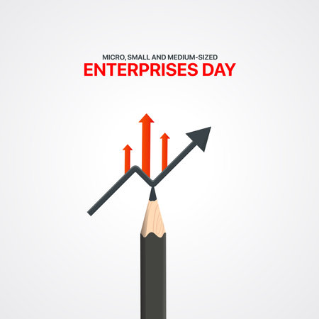 Micro-, Small and Medium-sized Enterprises Day creative ads design. june 27, vector, illustration, 3dのイラスト素材