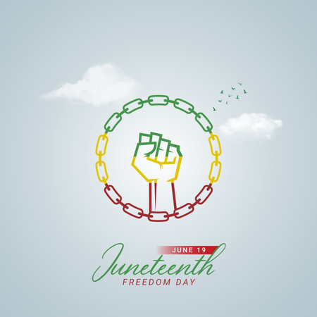 Juneteenth freedom day creative ads design Juneteenth freedom day,JUNE 19, illustration, vector, 3dのイラスト素材